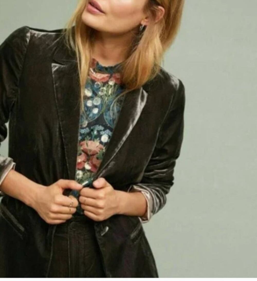 Anthropologie Gallery Velvet Blazer NWT Notched Jacket Sz 2 Holiday
